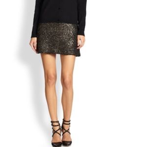 Alice+Olivia Metallic Gold Tweed Mini Skirt
